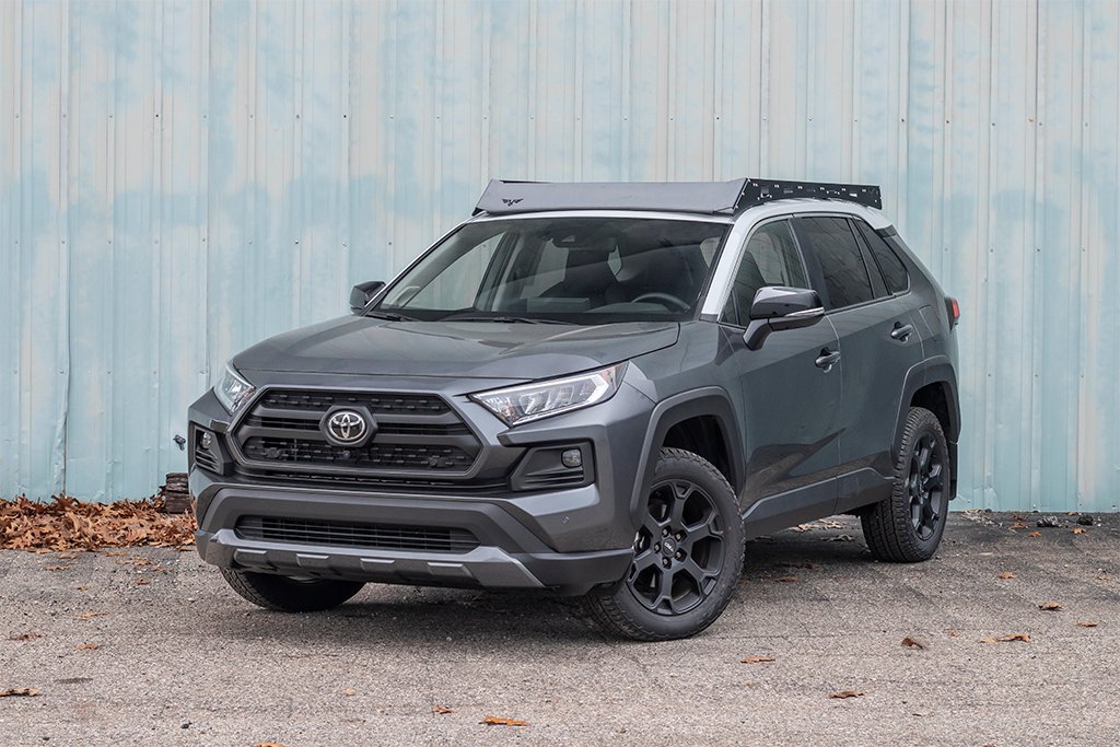 Toyota RAV4 with Victory and Prinsu roof racks shown side-by-side