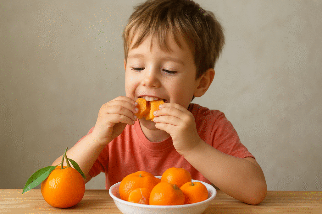 Fresh orange cutie nutrition on table
