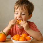 Fresh orange cutie nutrition on table