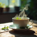 A warm cup of tea gordolobo with fresh herbs