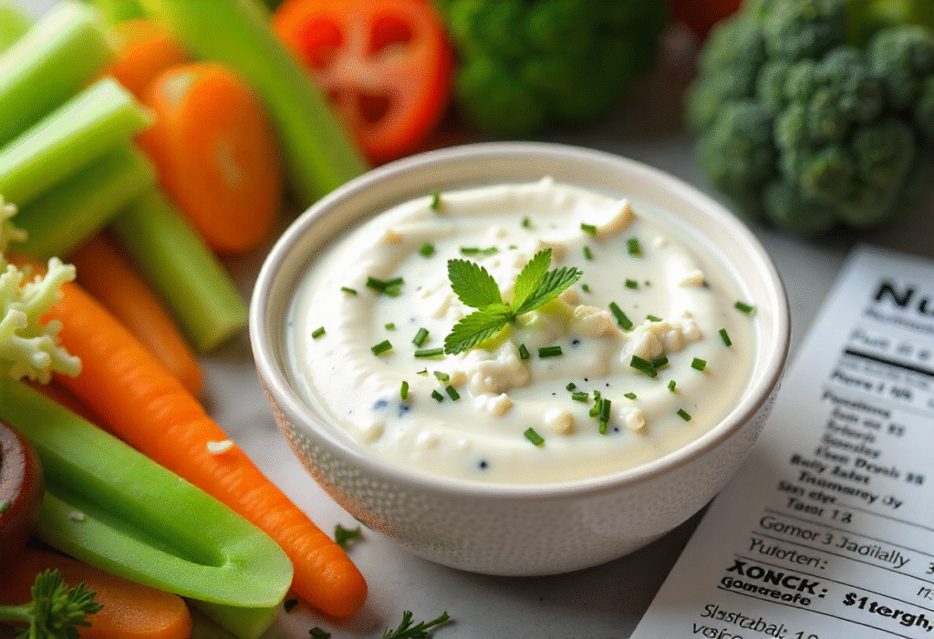 Blue cheese dressing nutritional information chart with ingredients