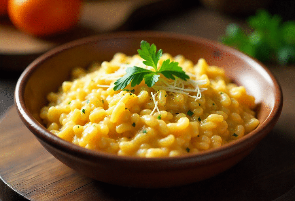 carbs in risotto bowl with creamy texture